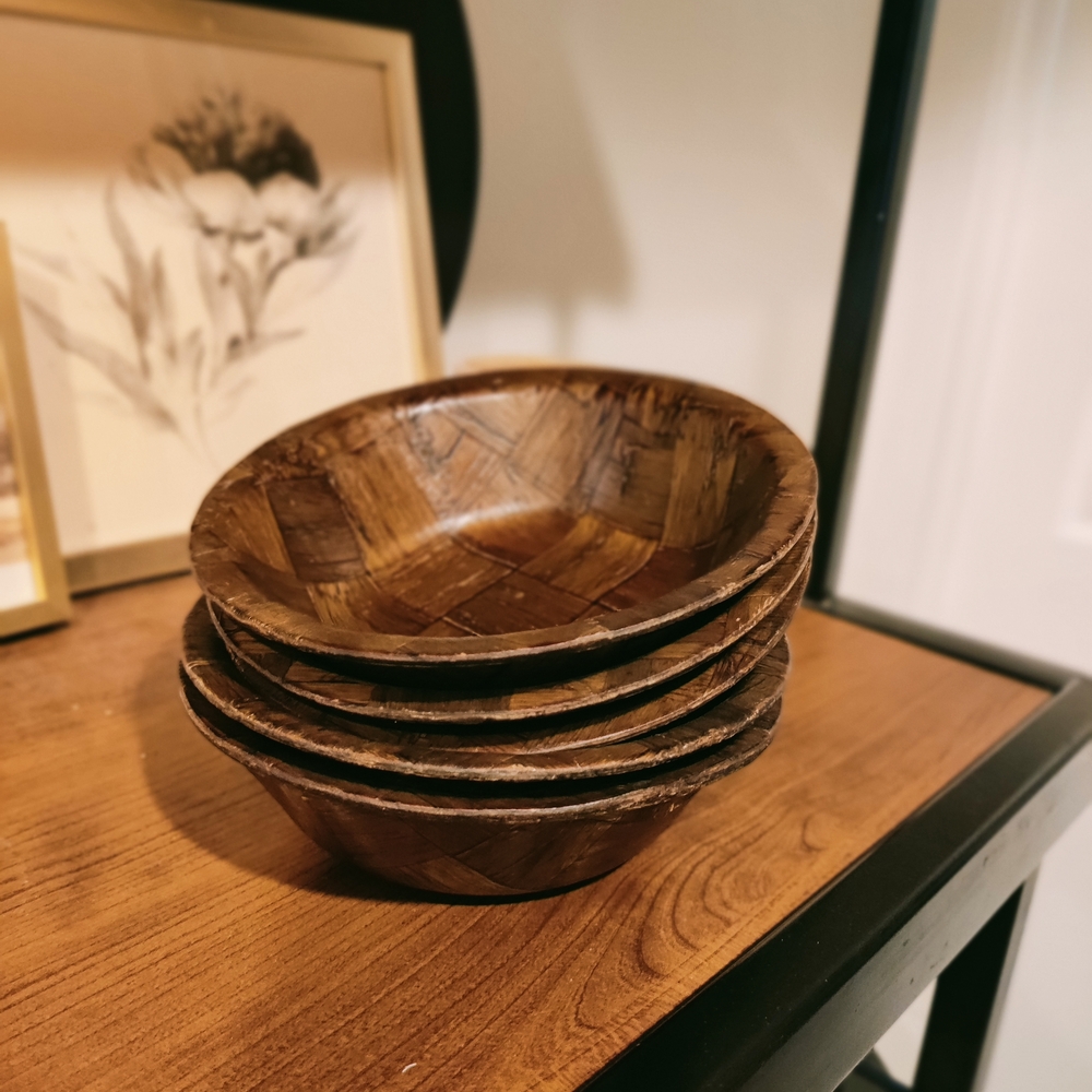 Rustic Brown Wooden Bowls Set